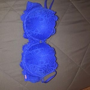 blue pink victoria’s secret push up bra